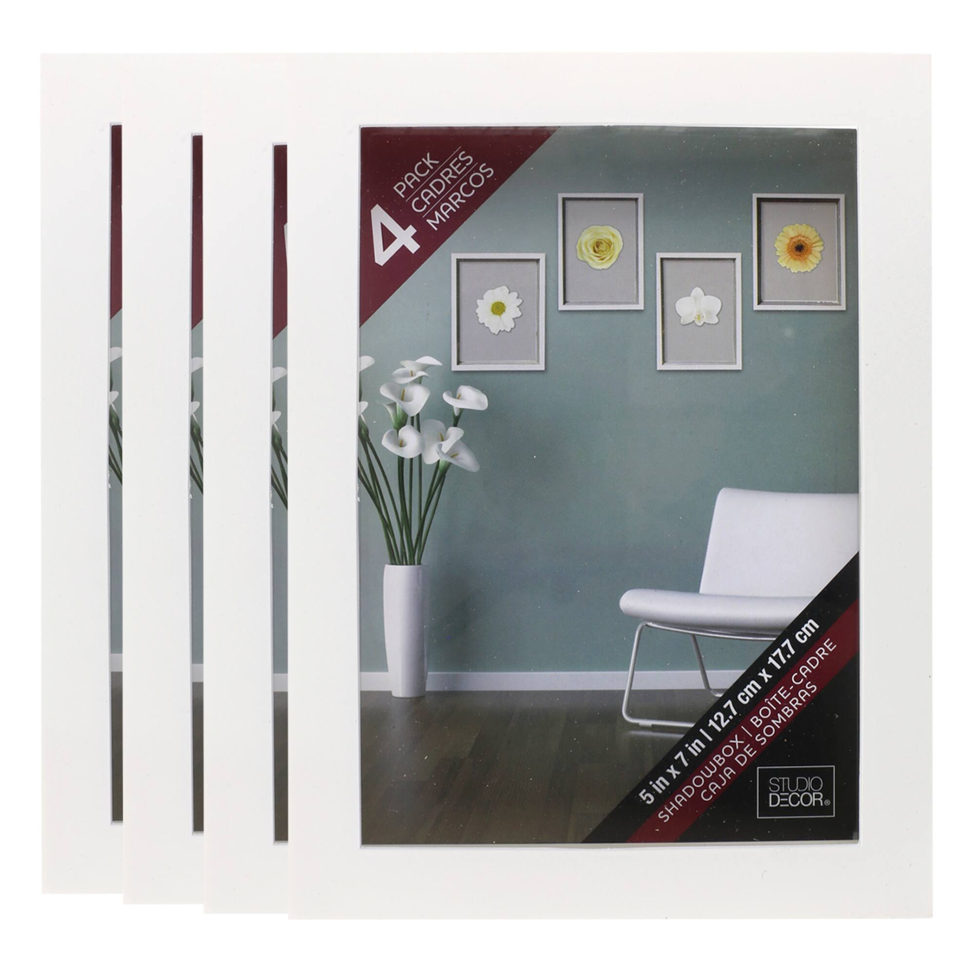 4 Pack 5" x 7" White Shadow Box by Studio Décor®